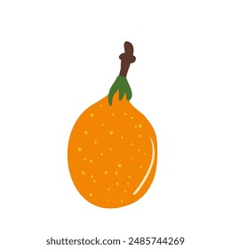 Sweet granadilla. Tropical fruit. Yellow passion fruit. Vector illustration isolated on white background.
