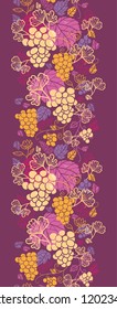 Sweet grape vines vertical seamless pattern background border