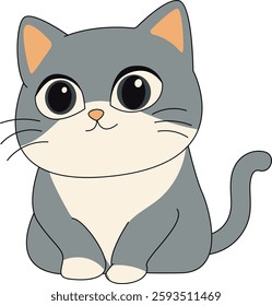 Sweet Gray Cat Drawing Love
