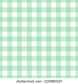 Sweet green grid plaid textured pattern, checkered seamless table cloths, cute pastel color vector illustration background for textiles and graphics