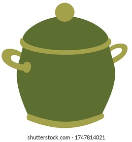 sweet green pan, flat, isolated object on a white background, vector illustration,
