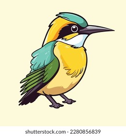 Sweet Green Yellow Bird Vectordesign, hübsch gefüttert, Grafik