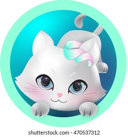 Sweet grey cat - vector.
