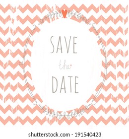 Sweet grunge save the date card with a wreath. EPS 10. Transparency. No gradients.