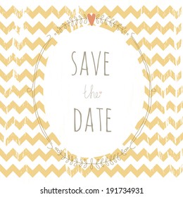 Sweet grunge save the date card with a wreath. EPS 10. Transparency. No gradients.