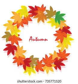 Sweet gum leaves (American sweet gum). The circle of leaf are in the autumn. It is vector illustration for frame ans card. It vector is draw and no trace or copy image.