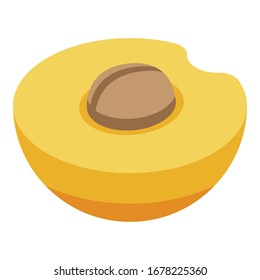 Sweet half apricot icon. Isometric of sweet half apricot vector icon for web design isolated on white background