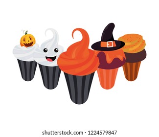 sweet halloween cupcakes ghost witch and pumpkin