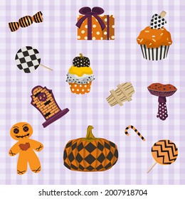 Sweet halloween item graphic background and paper wrapping