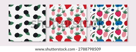 Sweet hand drawn berry patterns-blackberries, strawberries, and mixed fruit
