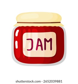 Um doce desenho à mão ilustrações doodle de um frasco de vidro preenchido com geleia vermelha. Esta arte digital deliciosa é perfeita para projetos culinários, blogs de comida, livros de receitas, ou qualquer conteúdo relacionado com caseiro