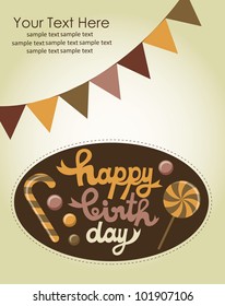 sweet happy birthday card. vector illustration