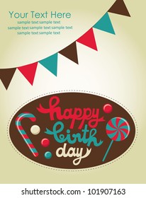 sweet happy birthday card. vector illustration
