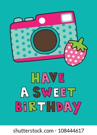 sweet happy birthday card. vector illustration