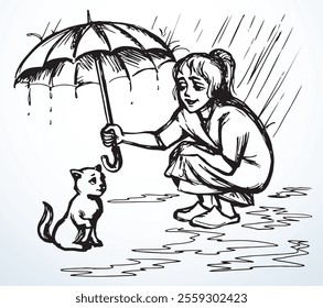 Sweet happy cheer pity joy feel smile lady good shelter save hide cover wet fur baby paw cool bad water storm. Spring day outside city town garden park walk road safe sit play nature art drawn picture