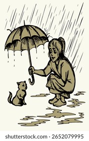 Sweet happy cheer pity joy feel smile lady good shelter save hide cover wet fur baby paw cool bad water storm. Spring day outside city town garden park walk road safe sit play nature art drawn picture