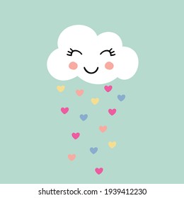 Sweet happy cloud and hearts