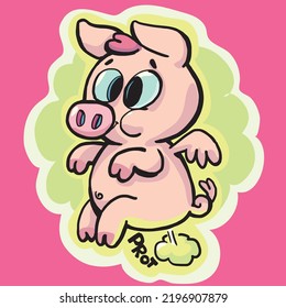 sweet happy flying pig and makes a fart