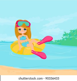 sweet happy little girl on the beach