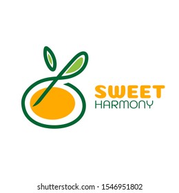 Sweet Harmony music note orange Fruit logo concept design illustration