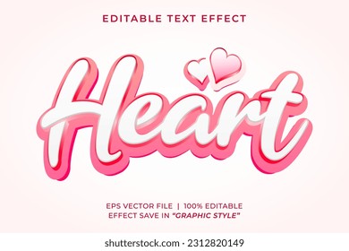 Plantilla de efecto de texto editable 3D para el corazón dulce