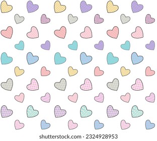 sweet Heart background pastel color doodle drawing art style design