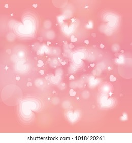 Sweet heart blinking shiny and blurry bokeh glitter Valentines day concept luxury wedding abstract background