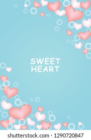 Sweet heart with bubble on blue background vector for decoration on Valentine's day festival and wedding 