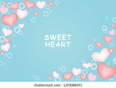 Sweet heart with bubble on blue background vector for decoration on Valentine's day festival and wedding 