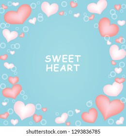 Sweet heart with bubble on blue background vector for decoration on Valentine's day festival and wedding 
