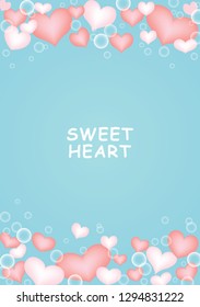 Sweet heart with bubble on blue background vector for decoration on Valentine's day festival and wedding 