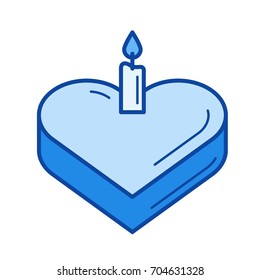 Sweet heart cake vector line icon isolated on white background. Sweet heart cake line icon for infographic, website or app. Blue icon designed on a grid system.