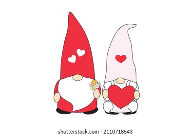 Sweet heart couple. Two gnomes fall in love with each other.