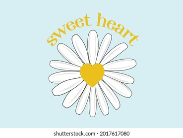 vector de flor de margarita del corazón dulce
