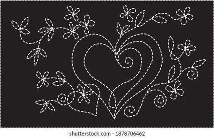 Sweet Heart Embroidery Patch With Stitch Effect Texture