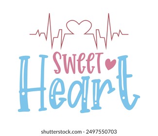 Sweet heart Love quote retro groovy typography