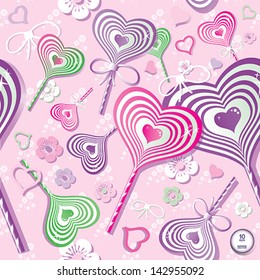 Sweet heart pattern, old paper. Vector eps 10 illustration.