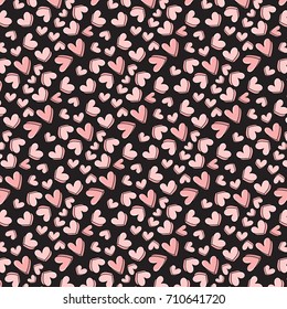 Sweet heart pattern. Valentines day pink hearts texture. Love, romance, cute print. Sweet cool fabric