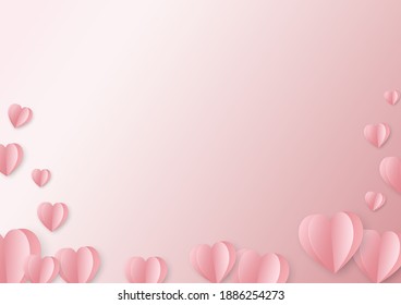 Sweet Heart and Pink Heart on pink background. Vector symbols of love for Happy Women Mother,Valentine Day, birthday greeting card design.