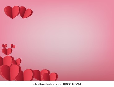 Corazón dulce y corazón rojo con fondo rosado. Símbolos vectoriales del amor por la Madre Feliz, Día de San Valentín, diseño de tarjetas de felicitación de cumpleaños
