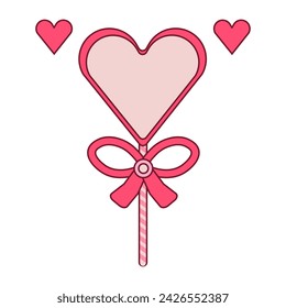 Sweet heart shaped lollipop candy. Sweet decor heart shape
