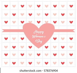 Sweet, heart shaped pattern card design. Happy Women's Day!