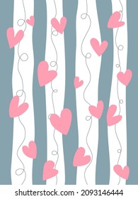 Sweet heart shaped pattern designed in doodle style for Valentine's Day, cards, backgrounds, covers, web designs, t-shirt designs, and more.