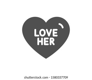 Sweet heart sign. Love her icon. Valentine day symbol. Classic flat style. Simple love her icon. Vector