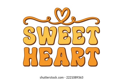 Sweet heart svg, Valentines Day svg, Happy valentine's day T shirt plantilla de tarjeta de saludo con texto tipográfico y corazón rojo y línea en el fondo. Ilustración vectorial, volantes