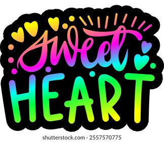 sweet heart valentines day black vector graphic design and cut file