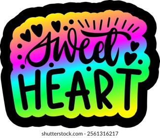sweet heart valentines day colorful bright rainbow graphic design