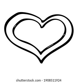 A sweet heart in the heart. Vector doodle illustrations for Valentine's Day greeting cards, wedding cards and romantic design.