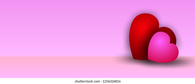 Sweet hearts on pink texture background. Heart for Valentines Day Background.