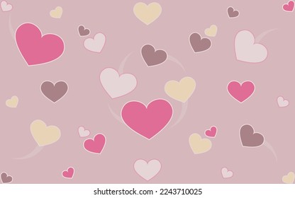 Disposición vectorial de corazones dulces con transparencia. Ilustración con el concepto de corazón en amor para el día de San Valentín. Hermoso diseño para tu anuncio de aniversario de negocios. Me encantan los corazones de fondo abstracto.